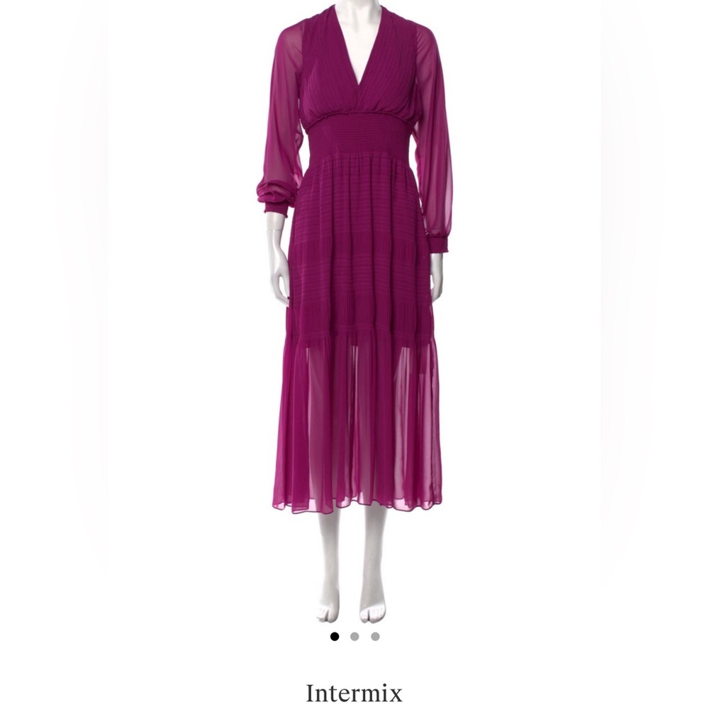 Intermix Magenta Deep-V Midi Dress, never been worn in wonderful condition.